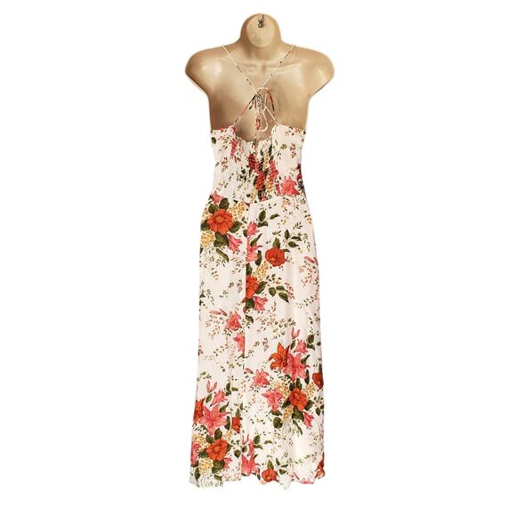 Reformation Juliette Dress Tropique Floral Print Midi White Red Size 10 New - Picture 3 of 11